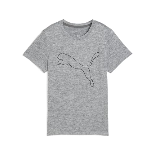 PUMA Women's Train All Day Essential Logo T-Shirt, Medium Gray Heather SS25, X-Small