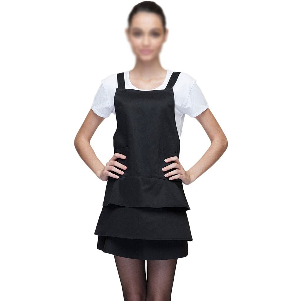 Fartuchy Fartuch damski Regulowany z kieszeniami Multi-plisowana spódnica Halterpolyester Cotton Fartuch Szef kuchni Kuchnia Kuchnia Grill Fartuch Łatwe do czyszczenia