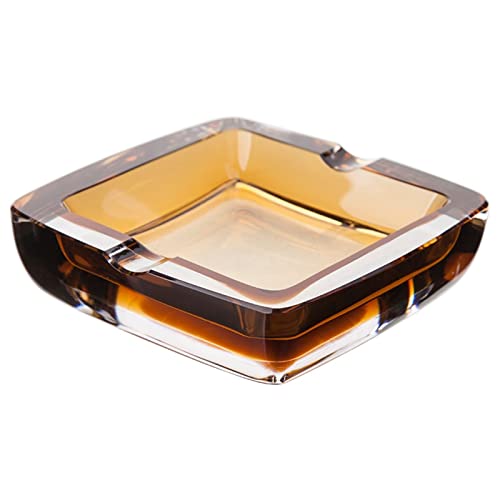 WQWY Aschenbecher aus Kristall, kreative Persönlichkeit, Wohnzimmer, Büro, Aschenbecher, Glas, modische Zigarren, Zigaretten, Aschenbecher (Farbe: Gold, Größe: L) Cover