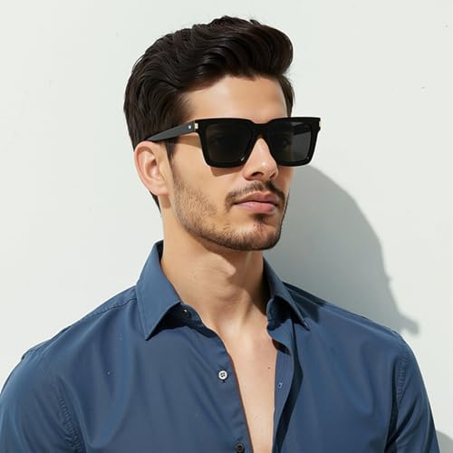 Image of VINCENT CHASE EYEWEAR Polarized and 100% UV Protected | Branded and Stylish Sunglasses | Full Rim Square | Season Essentials | For Men & Women | Large | VCS000550