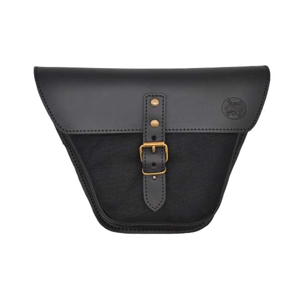ExMoto Bolso lateral con bolsillo de cadera negro de piel y algodón encerado para motocicleta Royal Enfield Interceptor/Continental GT (Black) - EX MOTO