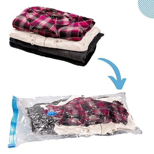 Kit 5 Saco a Vacuo + Bomba Mala Viagem Roupas Cobertor Edredom Vac Bag Guarda Roupa Mais Espaço