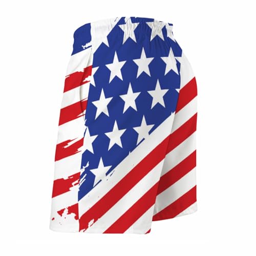 Funny Rooster American Flag Men's Swim Trunks Patriotic Chicken Summer Surfing Shorts Swimwear Bathing Pants with Pockets2