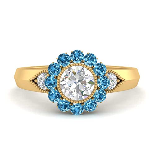 Image of Choose Your Gemstone Victorian Round Antique Engagement Ring Yellow Gold Plated Round Shape Vintage Engagement Rings Minimal Modern Design Birthday Gift Wedding Gift US Size 4 to 12