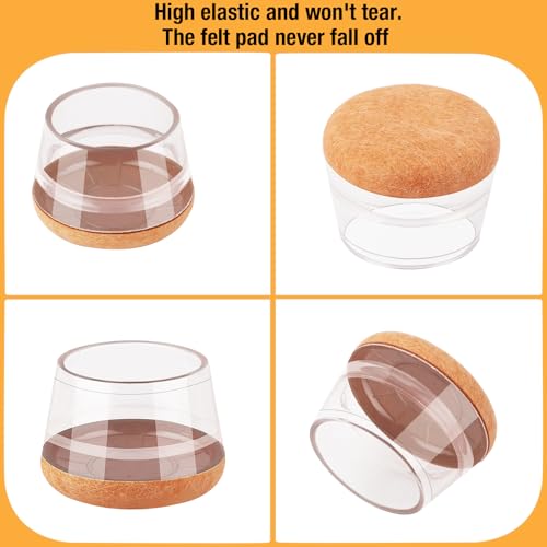 Image of 16-Pcs Round Silicone Chair Leg Floor Protectors, Thick & Tear | Stretchy Furniture Pads & Caps Protect Hardwood Floors from Scratches & Noise and Fit Most Dining Table & Bar Stool Legs