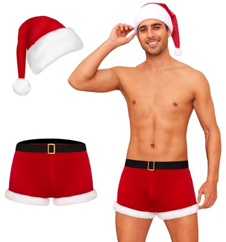 Calzoncillos navidenos para hombre que buscan ropa interior sexy y divertida con gorro Papa Noel