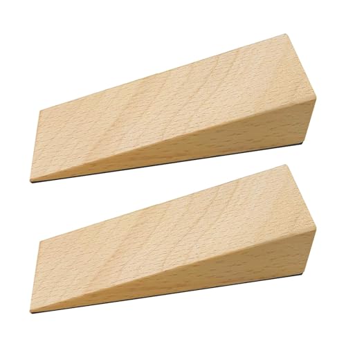 2 Pack Wooden Door Stop, Wooden Door Wedge, Doors Stoppers for Floor Anti-Skid, Natural Beech Woode-n Wedge Set, Heavy Duty Doorstop for All Types of Home Bedroom Kitchen Office Doors Furniture