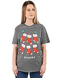 FRIENDS Christmas T-Shirt for Women | Ladies F.R.I.E.N.D.S TV Show Festive Stockings Grey Top | Short Sleeve Central Perk Xmas Outfit - Image 1