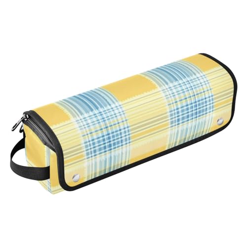 Bolsa de Viaje Grande GuoChe para Planchas de Pelo con Mat de Resistencia al Calor a Cuadros Azul y Amarillo miniatura 1