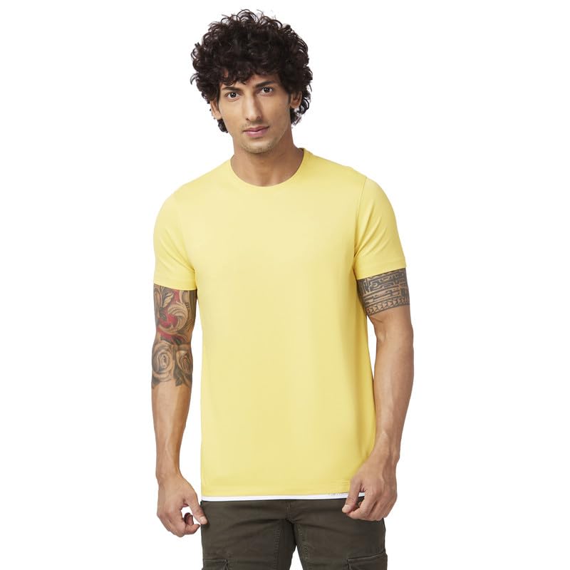 Image of Spykar Men's Slim Fit Round Neck Half Sleeve Solid Casual T-Shirt