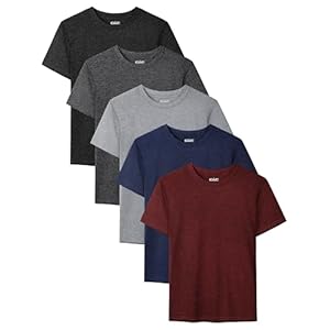 QWE 5 Pack Boys Shirts Youth Dry Fit Shirts Athletic Short Sleeve T-Shirt Boys’ Activewear Tops for Youth Teens 5-18 Years