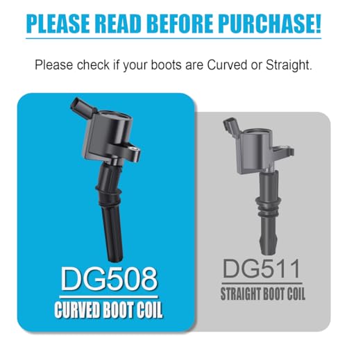 Micro Set of 8 Curved Boot Ignition Coil Pack DG508 & Iridium Spark Plugs SP413 Compatible with Ford F150 E150 E250 Crown Victoria Lincoln Mercury 4.6L V8 Replacement for DG457 FD503
