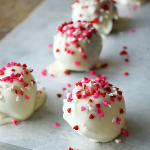 Heart Sprinkles Valentines Edible Sprinkle Mix Red White Heart Shapes Nonpareils Pastel Sprinkles for Cake Decorations Baking Ice Cream Cookies Cupcake Topper 6 Packs