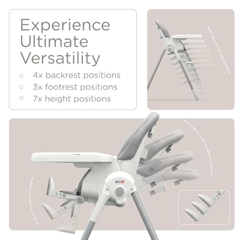 Image of KUB 3-in-1 Foldable & Portable Baby High Chair (Grey with Toys) | 7 Height & 4 Recline Adjustable High Chairs for Babies and Toddlers with Removable Seat & Tray for Easy Clean