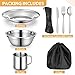 58 Pcs Camping Plates Cups and Bowls Set, Stainless Steel Dishes Mess Kit Utensils Tableware with Spoons Forks Knives Storage Bags for 8 Person Outdoor Camping Backpacking Hiking Travel Picnic