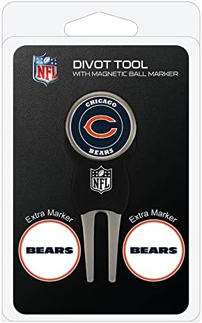 Team Golf NFL Chicago Bears Divot Tool with 3 Golf Ball Markers Pack, Markers are Removable Magnetic Double-Sided Enamel(Colors May Vary)