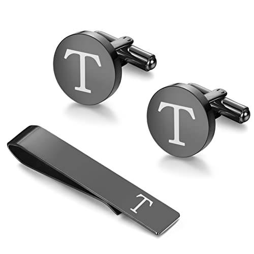 Initial Tie Clip and Cufflinks Set