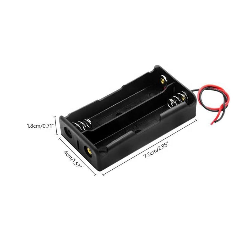 Image of 4Pcs 18650 Cell Lithium Battery Holder - for 3.7V li-ion Plastic case with Lead Wire Hard pin Spring Retention - Black (2 SLOT)