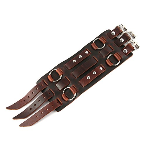Pulsera de cuero genuino para hombre tono plateado ajustable miniatura 6