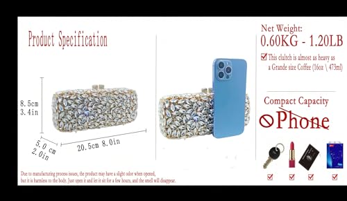 Image of Boutique De FGG Women Crystal Clutch Bag Minaudiere Box Handbag Party Prom Rhinestone Clutch Purse Wedding Bag, Mini