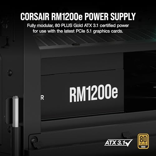 Image of CORSAIR RM1200e (2023) Fully Modular Low-Noise ATX Power Supply with 12V-2x6 Cable - ATX 3.1 & PCIe 5.1 Compliant, Cybenetics Platinum Efficiency, 105C-Rated Capacitors, Modern Standby Mode - Black
