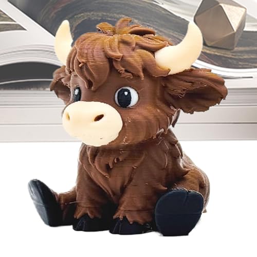 Flkiglm Figurines De Vache Highland | Décorations De Vache Highland,Figurine Bovine Assise Imprimée 3D pour Salon Chambre Jardin Extérieur Intérieur Ferme...
