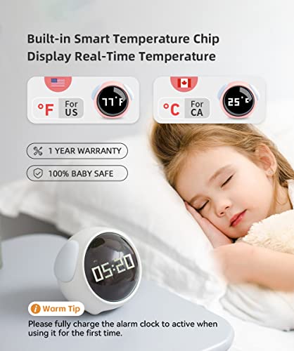 Mikodream Kids Alarm Clock, Dual Alarm Setting, Adjustable Brightness Night Light, Voice-Activated,Temperature Detection, Wake-Up Alarm Clock, Toy And Gift For Toddler, Children, Students, Boys&Girls #TOP5