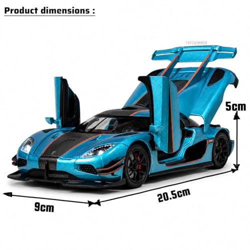 Image of 1:24 Scale Koenigsegg One:1 Diecast Model Car with LED Lights & Engine Sound | Premium Metal Body | Openable Doors via Roof Button | Realistic Collectible Toy for Kids & Adults-Green