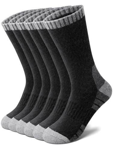Senker Fashion Merino Wool Hiking Socks for Men, Warm Crew Socks W/Cushion Moisture Wicking for Trekking Work Outdoor