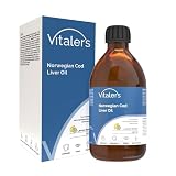 Vitaler’s Huile de foie de morue Oméga-3, huile de poisson norvégienne 1250 mg, EPA, DHA, vitamines D et E, goût citron, 250 ml