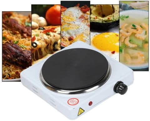 B&H Single White Electric Hot Plate Portable Kitchen Table Top Cooker Hob 1500W