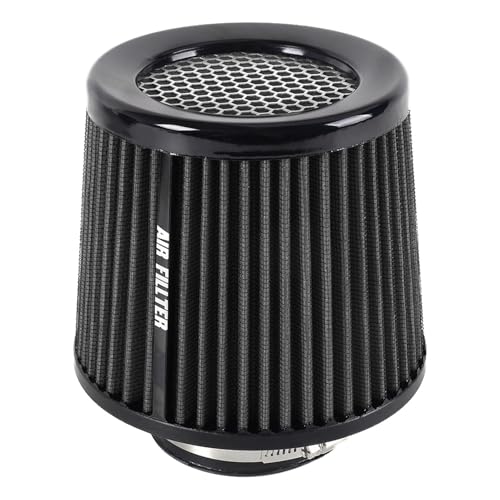 Filtre d'admission d'air froid automobile, filtre à air sec pour voiture - Filtre à air sec de remplacement à cône - Filtre à air à haut débit de 76 mm, filtre réutilisable lavable, prise d'air froid