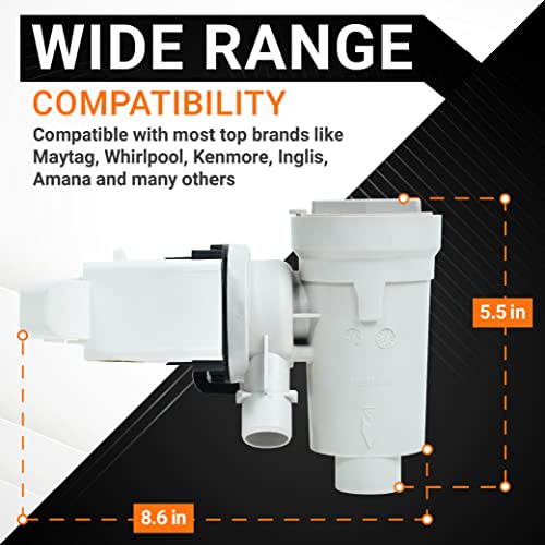 Ultra Durable W10130913 Wpw10730972 Washer Drain Pump Replacement Part By Bluestars - Exact Fit For Whirlpool Kenmore Maytag Washers - Replaces 8540024 W10730972 W10117829 W10135045 Ps1960402 #TOP2