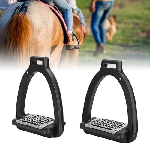 Sorandy 1 Pair Horse Stirrups for Professional Equestrian Events, Alloy Side Opening Safety Stress Relief Stirrup with Anti Slip Pads, Ideal for Trail Riding Training Beginners - 3