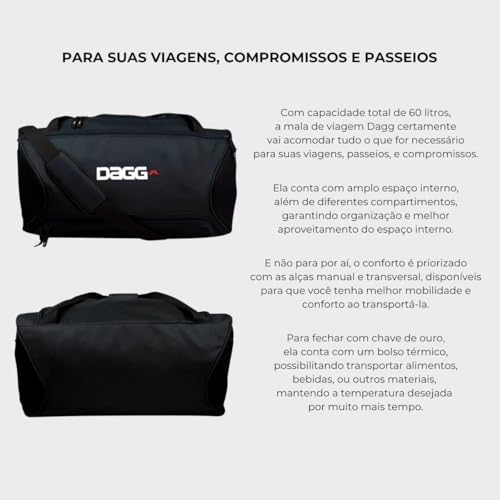Mala de Viagem de Bordo Grande 23kg Academia com Alça de Transporte Resistente 60L