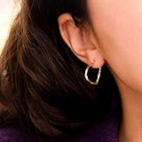 CARISSIMA Women's 9ct Yellow Gold Diamond Cut Heart Hoop Earrings - Image 5