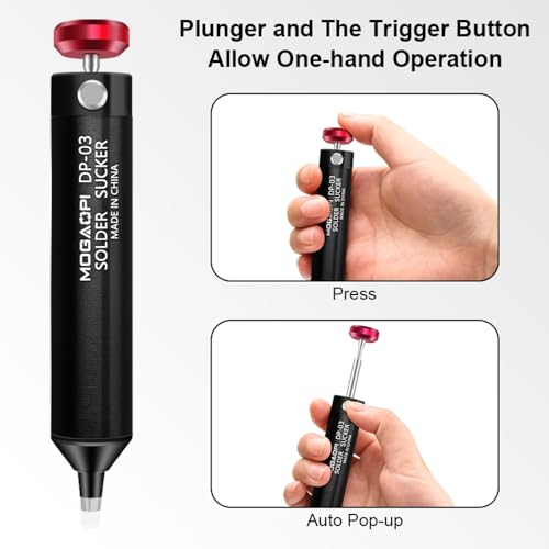 Image of Solder Sucker Desoldering Pump with Spare nozzle, Desoldering Wick, Vacuum Pump Solder Remover Tool for Electronics Repair