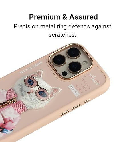 Image of Nimmy Cool 2.0 iPhone 16 Pro Case - White Rich & Beauty | 3D Embroidered Pet Design | Shockproof Protective Cover | Trendy Glasses Series Case for Girls & Women