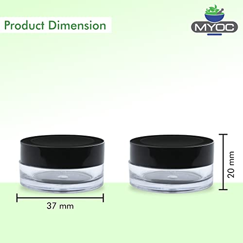Image of Acrylic SAN Cosmetic Jars Pack of 8 - 8 g Empty Clear Cream Containers with Black Lid for Lip Balm, Makeup, Cream, Samples & DIY Skincare
