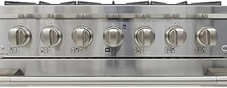 DUURA Elite Gas Range Cooktop with Porcelain Convection Oven and Broil Function, 6 Sealed Burners and Continuous Grates with Stainless Steel Construction, 36-Inch, Silver