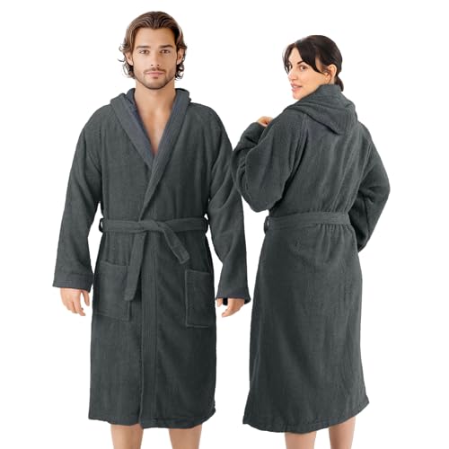 HOMELEVEL Bademantel Damen Herren - Bademantel Damen Frottee Baumwolle -...