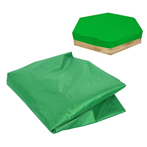 WOOXGEHM Housse de Protection pour Bac À Sable, Hexagonale Étanche avec Cordon de Serrage, Couverture de Piscine Étanche pour Bac À Sable Extérieur, Auvent, Jouets de Sable(Vert)