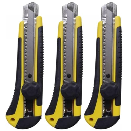 Kit Com 3 Estilete Profissional Emborrachado com Trava 18mm Fertak