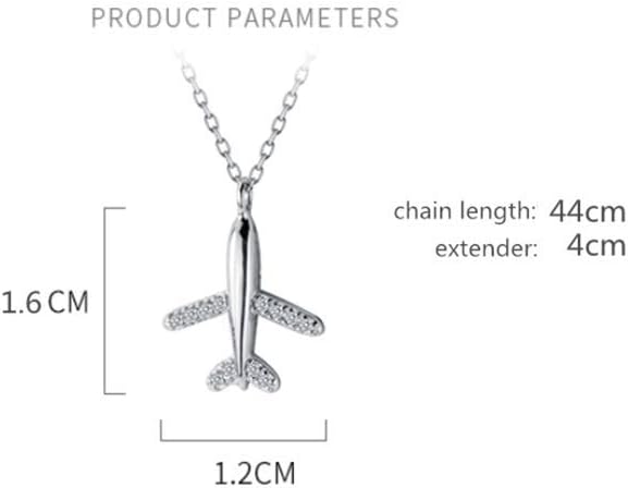 Dtja Tiny Crystal Airplane Pendant Necklace for Women 925 Sterling Silver 18K White Gold Plated Huggie Diamond Plane Free Fly Wings Drop Choker Y Necklace Chain Lightweight Fashion Jewelry - Image 6