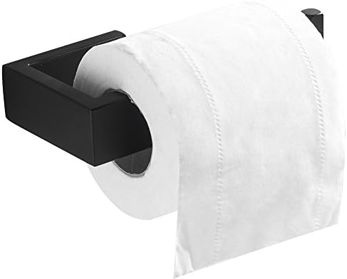 Flybath Toilet Paper Holder Stand SUS 304 Stainless Steel Bathroom Loo Roll Tissue Holder Wall Mounted, Matte Black