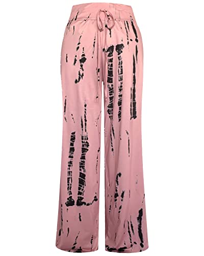 Image of NEWCOSPLAY Women's Comfy Pajama Pants Casual Drawstring Palazzo Lounge Wide Leg Pants