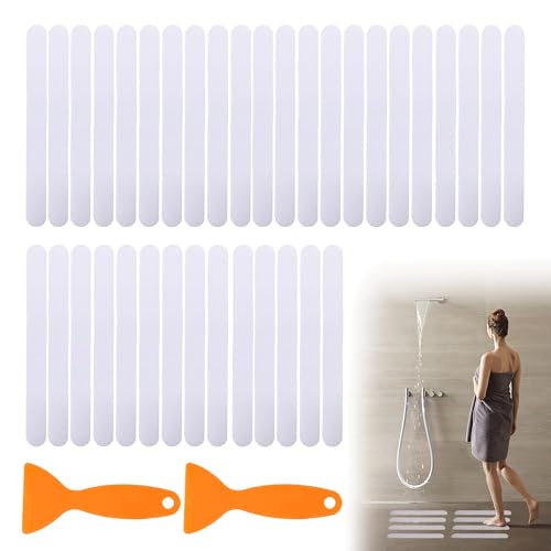 Bansusu 36PCS Anti Slip Bath Stickers Non Slip Shower Stickers Reduce Accidental Slips with scraper Bath Non Slip Stickers Transparent Floor Grips for Bathtub Shower Floor Stairs
