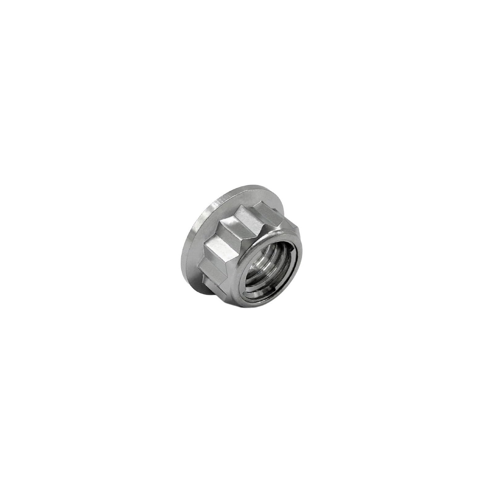 RISON-Titanium Écrous à Bride en Titane M8, Écrous Bi-hexagonal 12PT, Écrou Sécurité Autofreiné Avec Filetage, Écrou de Blocage avec Bride Contre-écrou de Pignon de Moto, 5 Unités