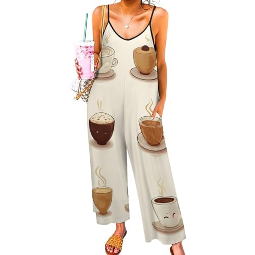 Combinaisons pour femme café : barboteuse ample sans manches