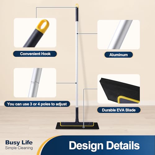 Image of Yocada Floor Squeegee Broom EVA Foam Blade Aluminum Pole (Pack of 2)